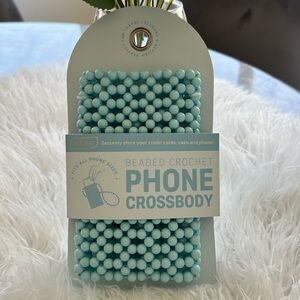 MICASE beaded crochet Phone Crossbody Baby Blue